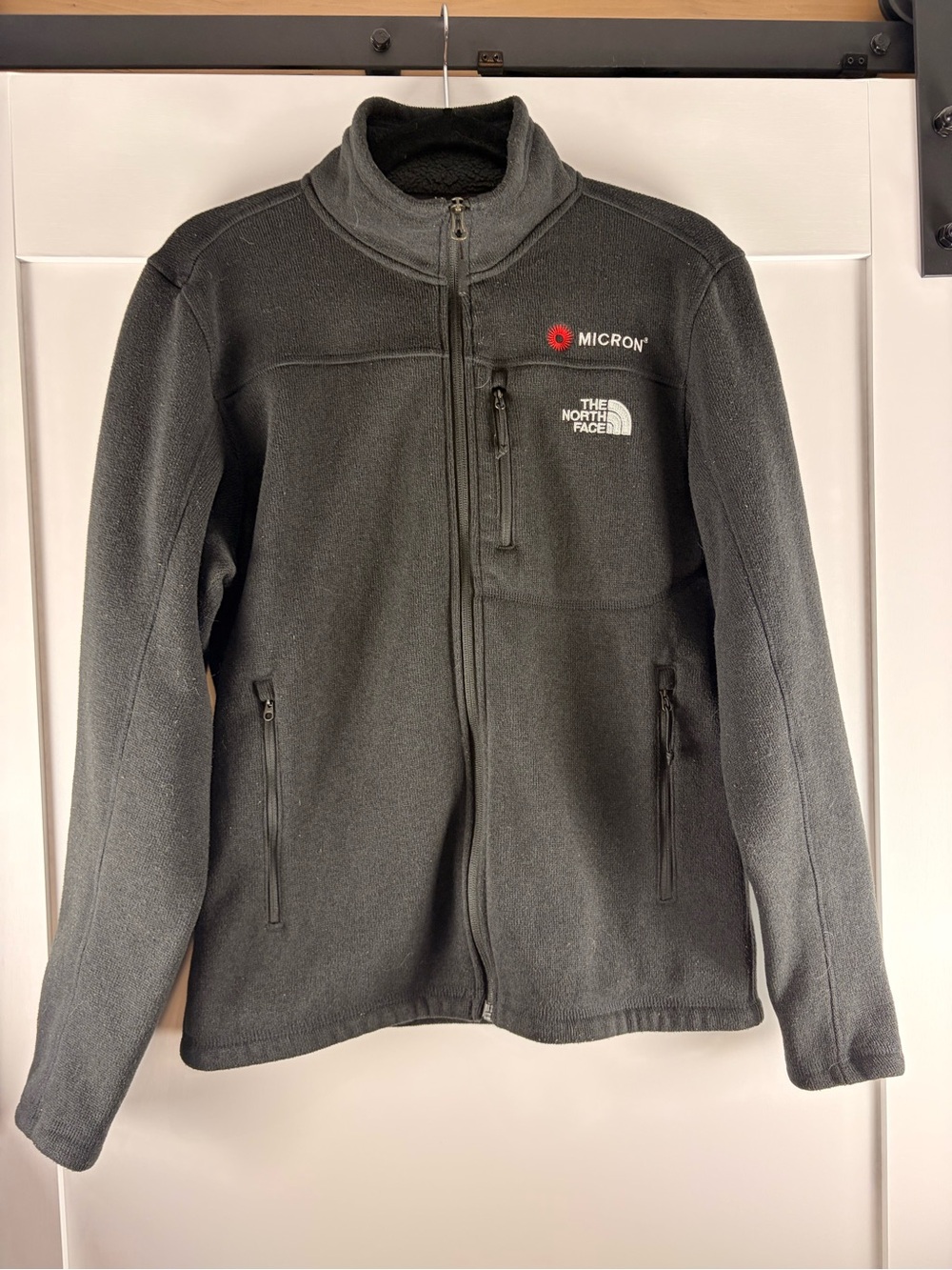 The North Face Micron Full Zip Fleece Jacket Black Logo Men’s S